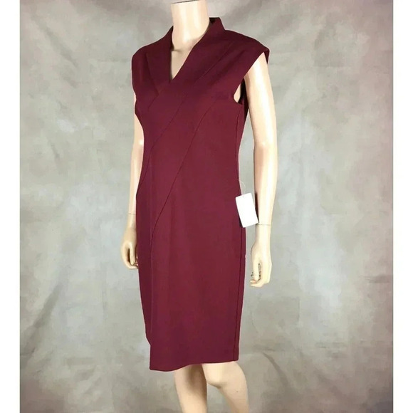 SPENSE Dark Red Cap Sleeve Structured Sheath Dress NWT 8 - Picture 9 of 10